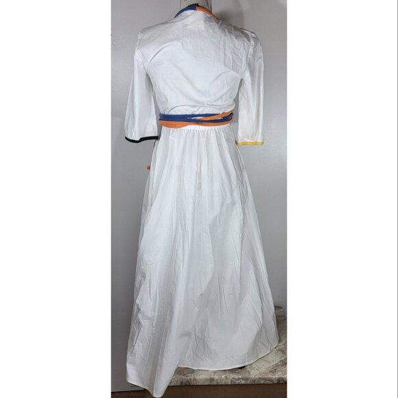 Rosie Assoulin White Cotton Multi Colored Strap Wrap Dress, Small, Resort 2018 - Picture 3 of 7